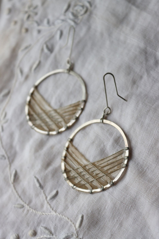 Bird's Nest Earrings : silver & ivory