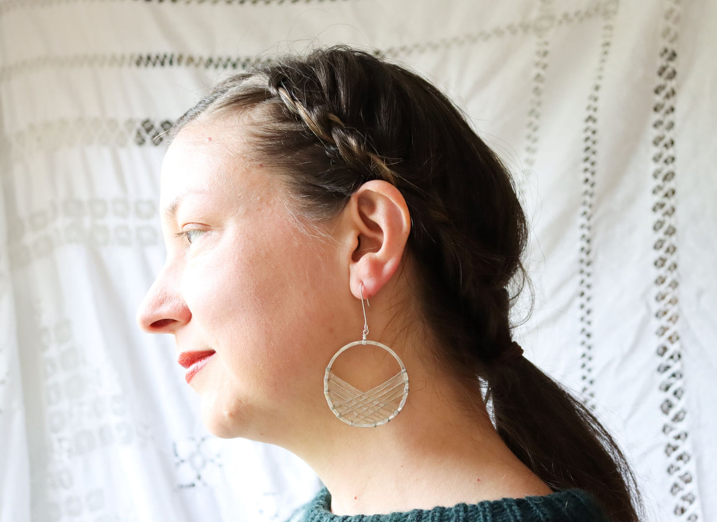 Bird's Nest Earrings : silver & ivory