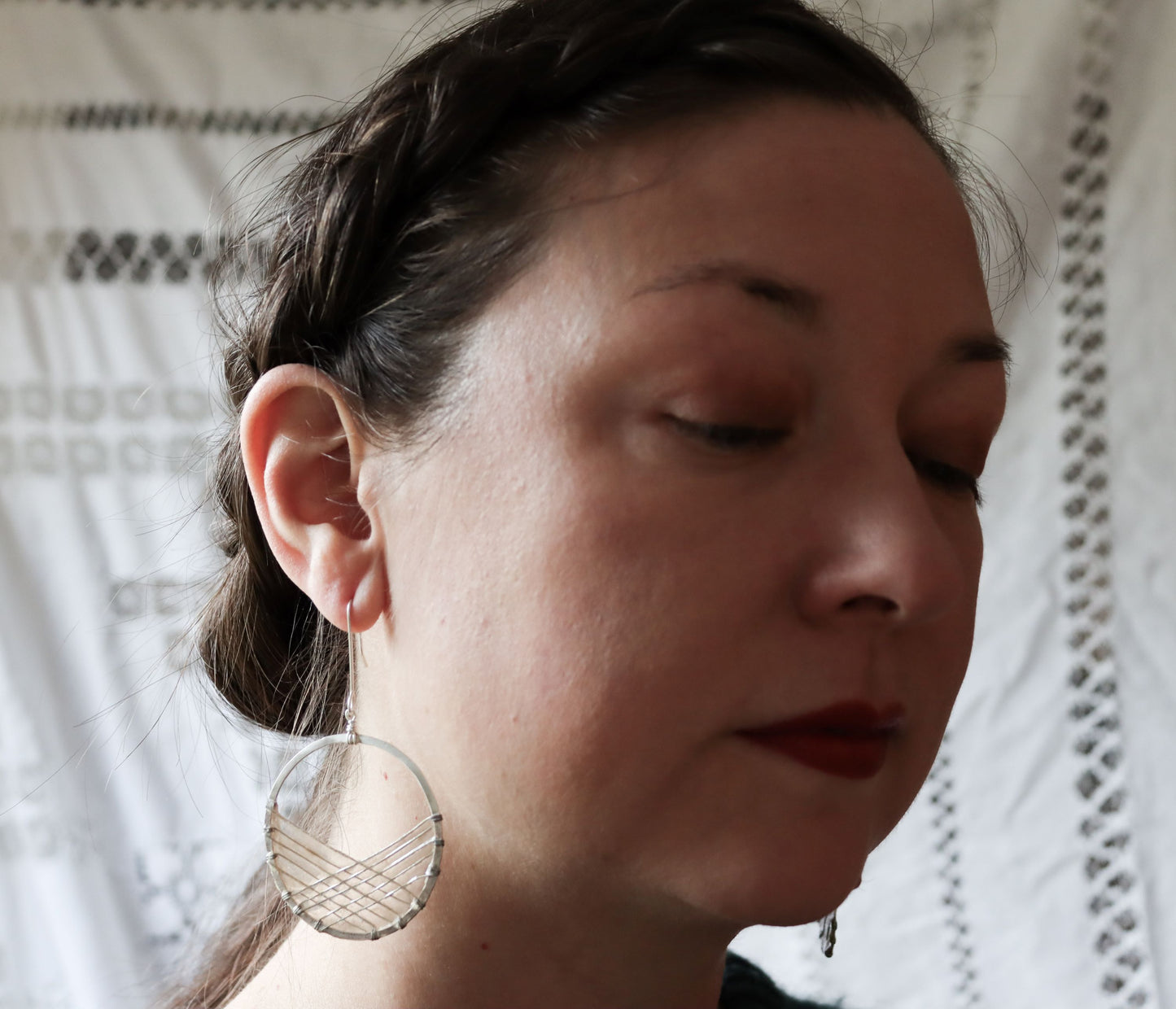 Bird's Nest Earrings : silver & ivory