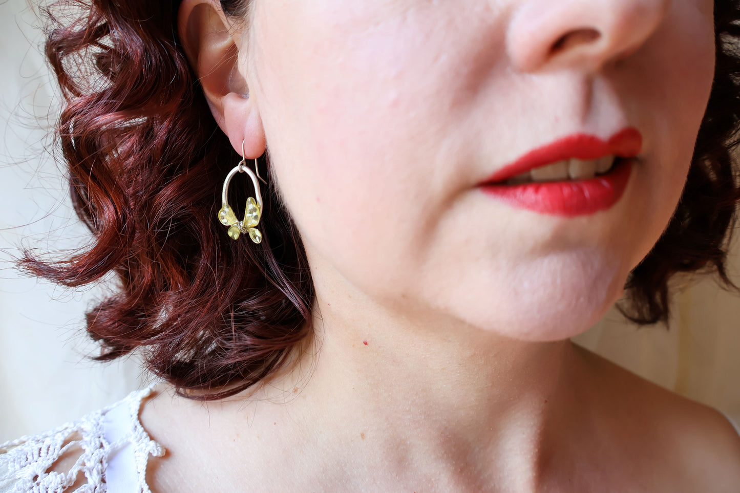 Butterfly Perch Earrings : pale green