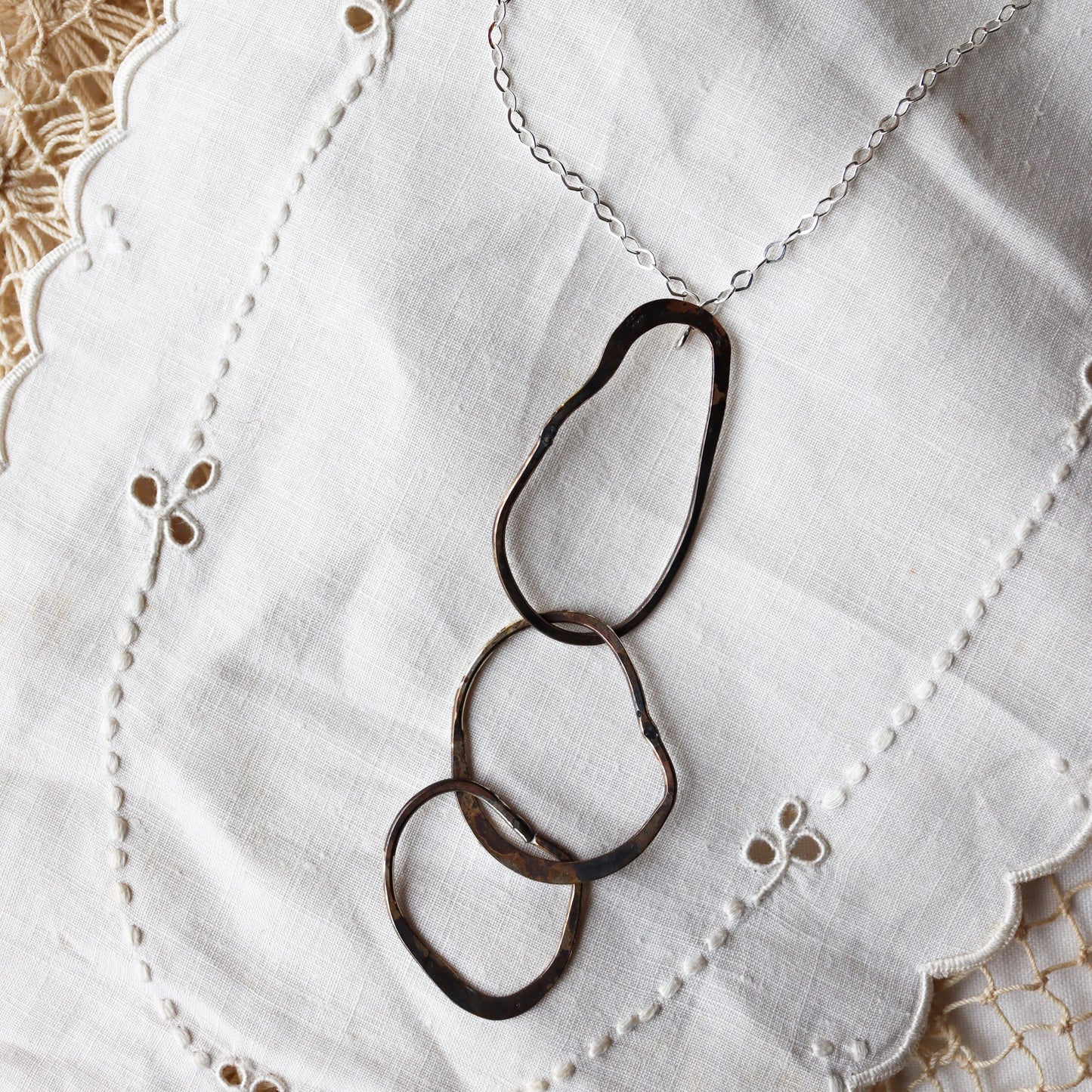 Cairn Necklace : speckled patina on silver