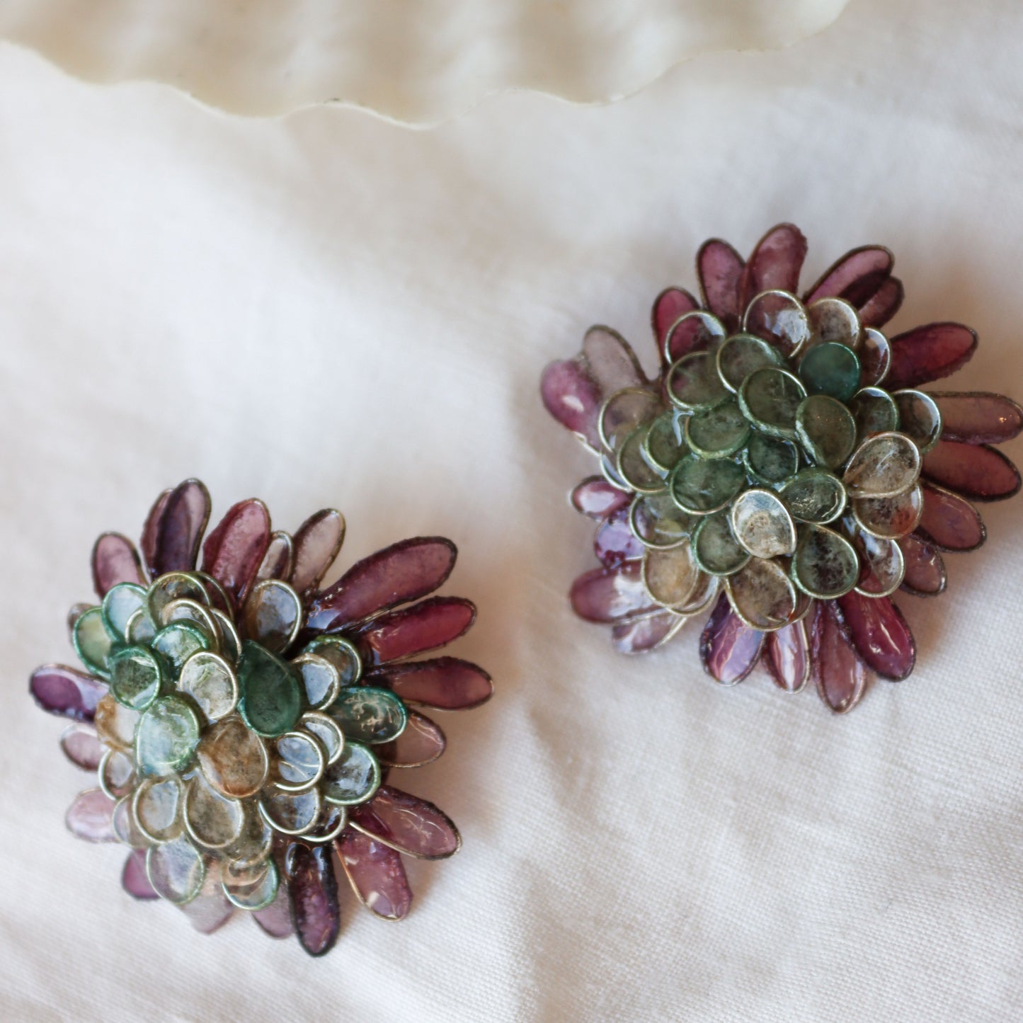 Daisy Earrings : Seaglass & Berry