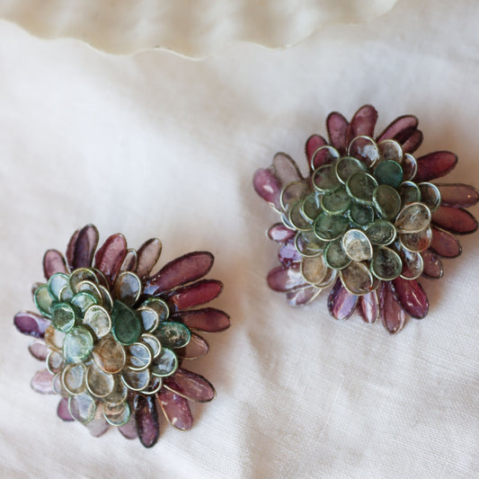 Daisy Earrings : Seaglass & Berry