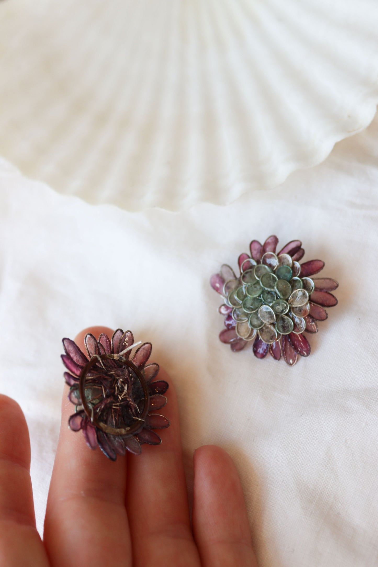 Daisy Earrings : Seaglass & Berry
