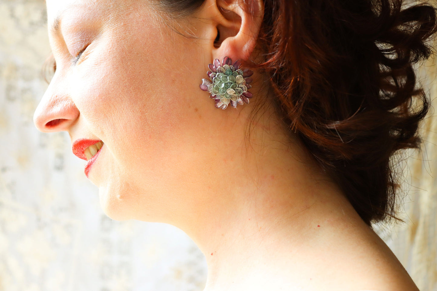 Daisy Earrings : Seaglass & Berry