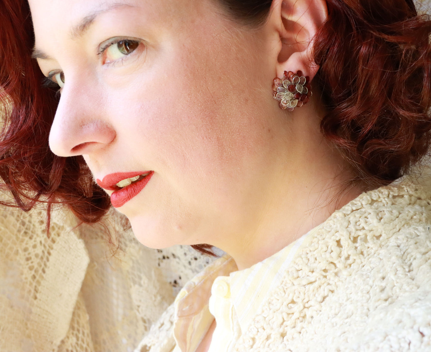 Hydrangea Earrings : burgundy