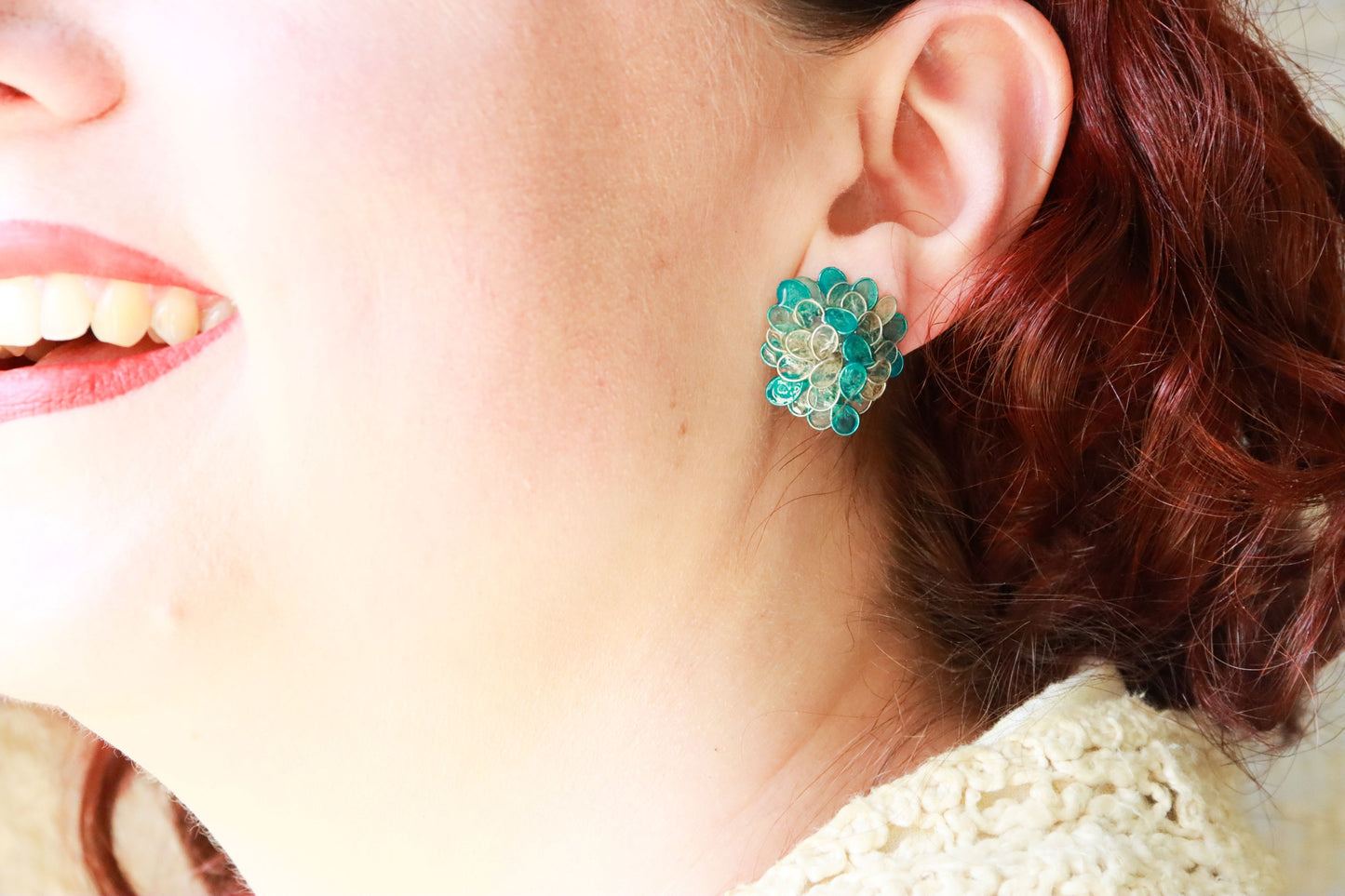 Hydrangea Earrings : glacier