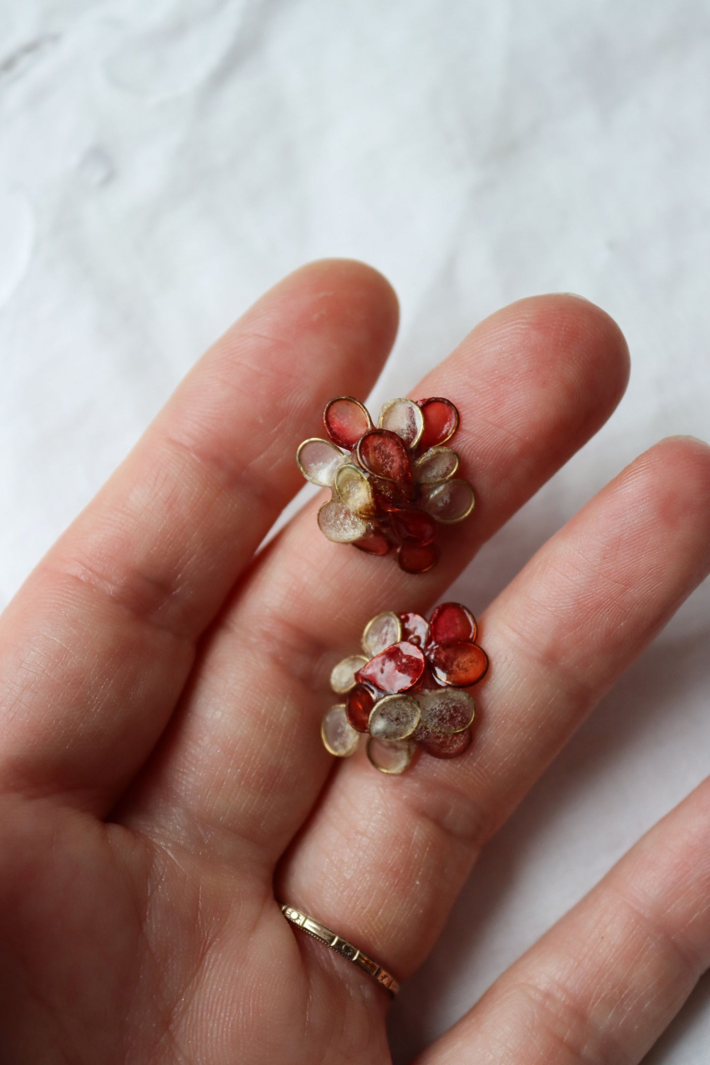 Hydrangea Earrings, coral