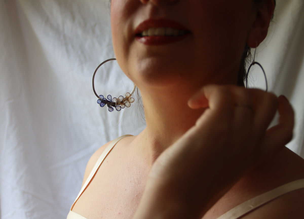 Laurel Earrings, Large : Indigo
