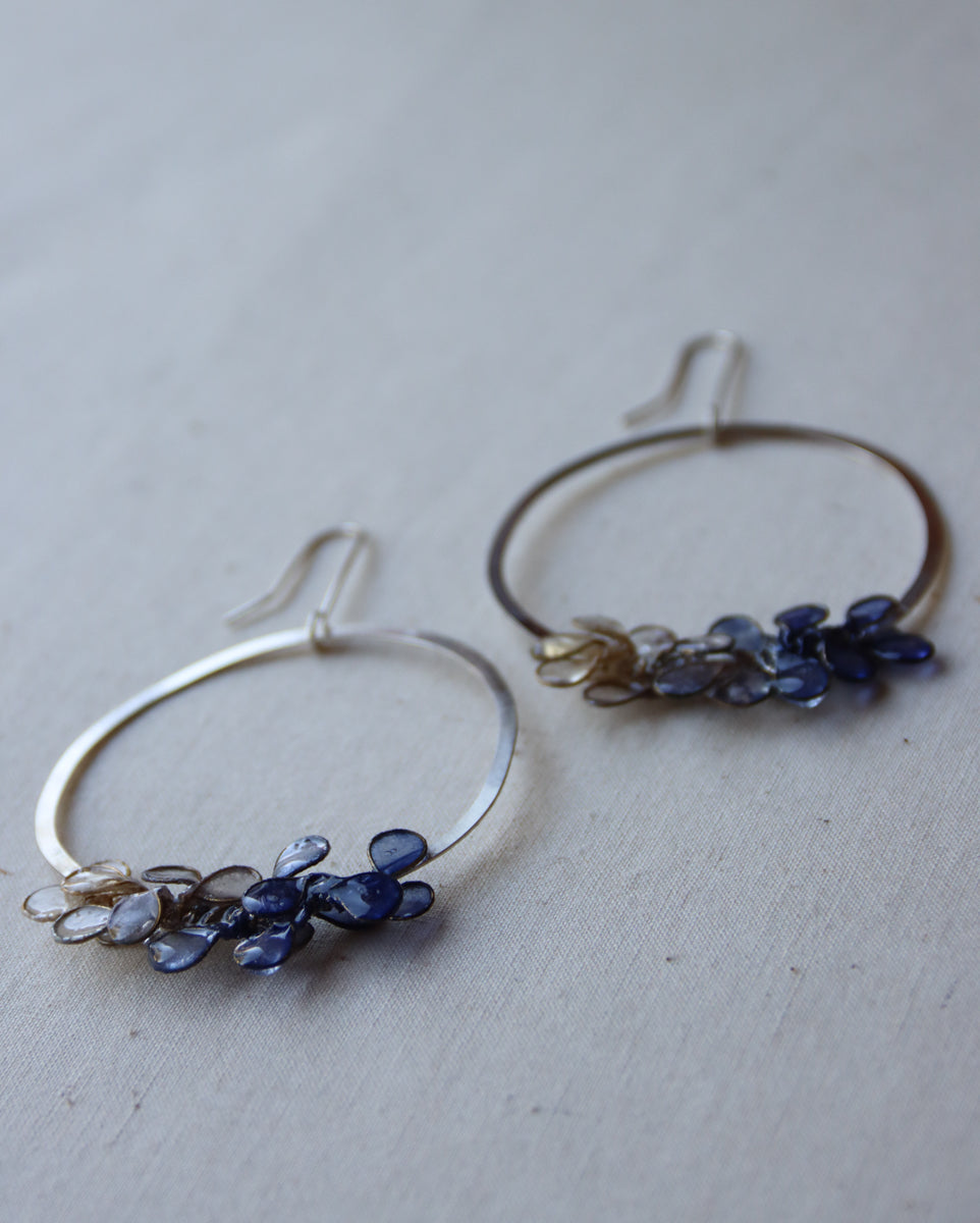 Laurel Earrings, Large : Indigo