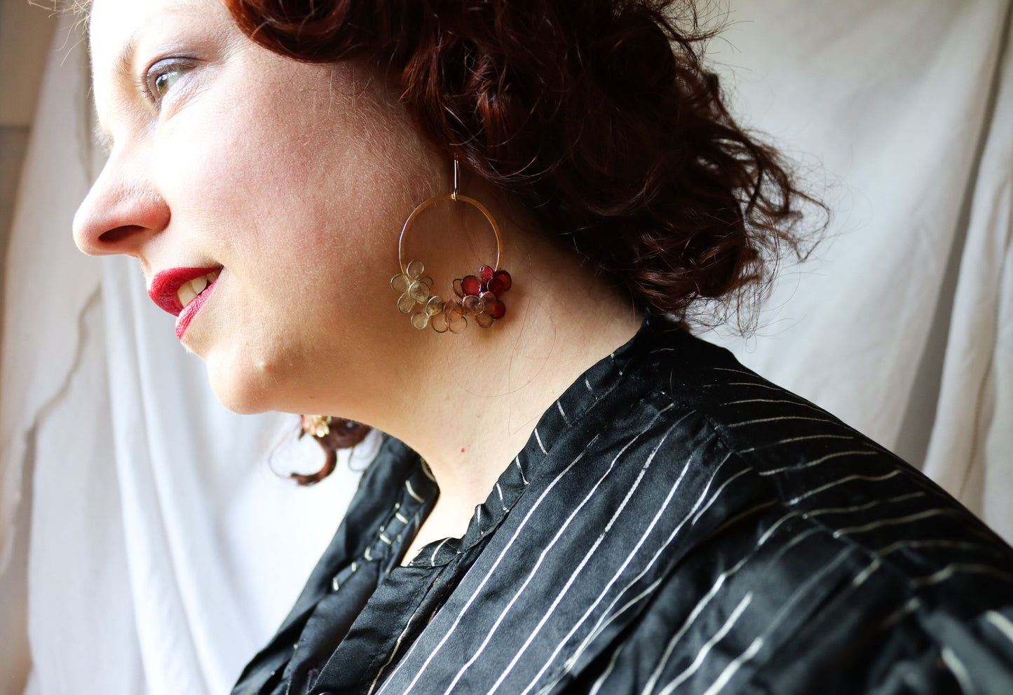 Laurel Earrings, gold filled, ombre coral