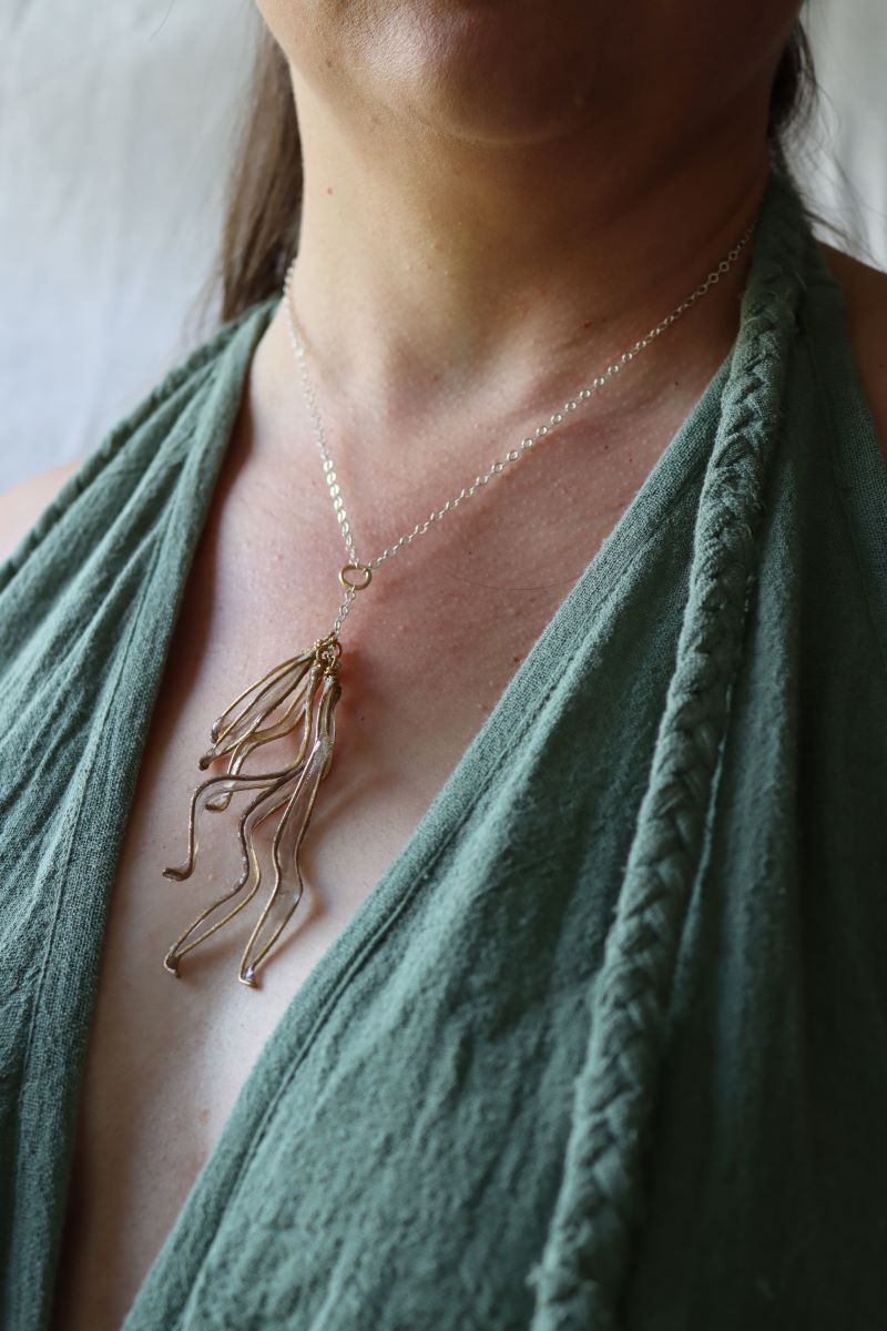 Small Petal Cascade Necklace, gray