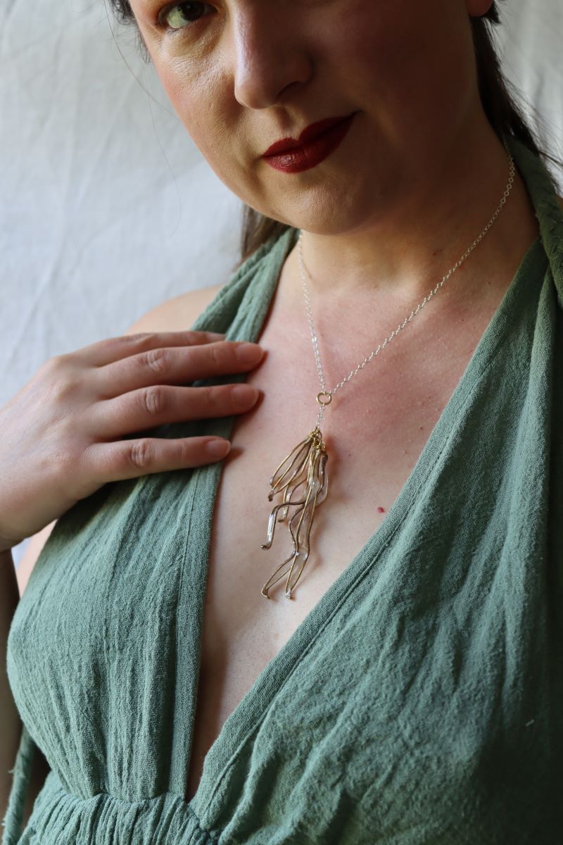 Small Petal Cascade Necklace, gray