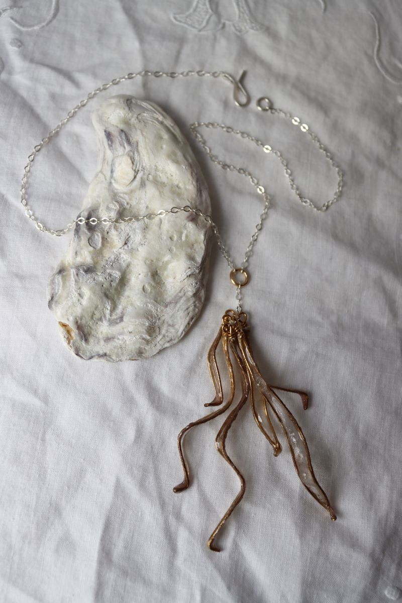 Small Petal Cascade Necklace, gray