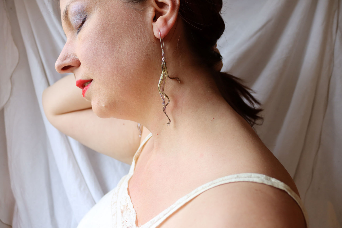 Petal Drop Earrings, small : lavender