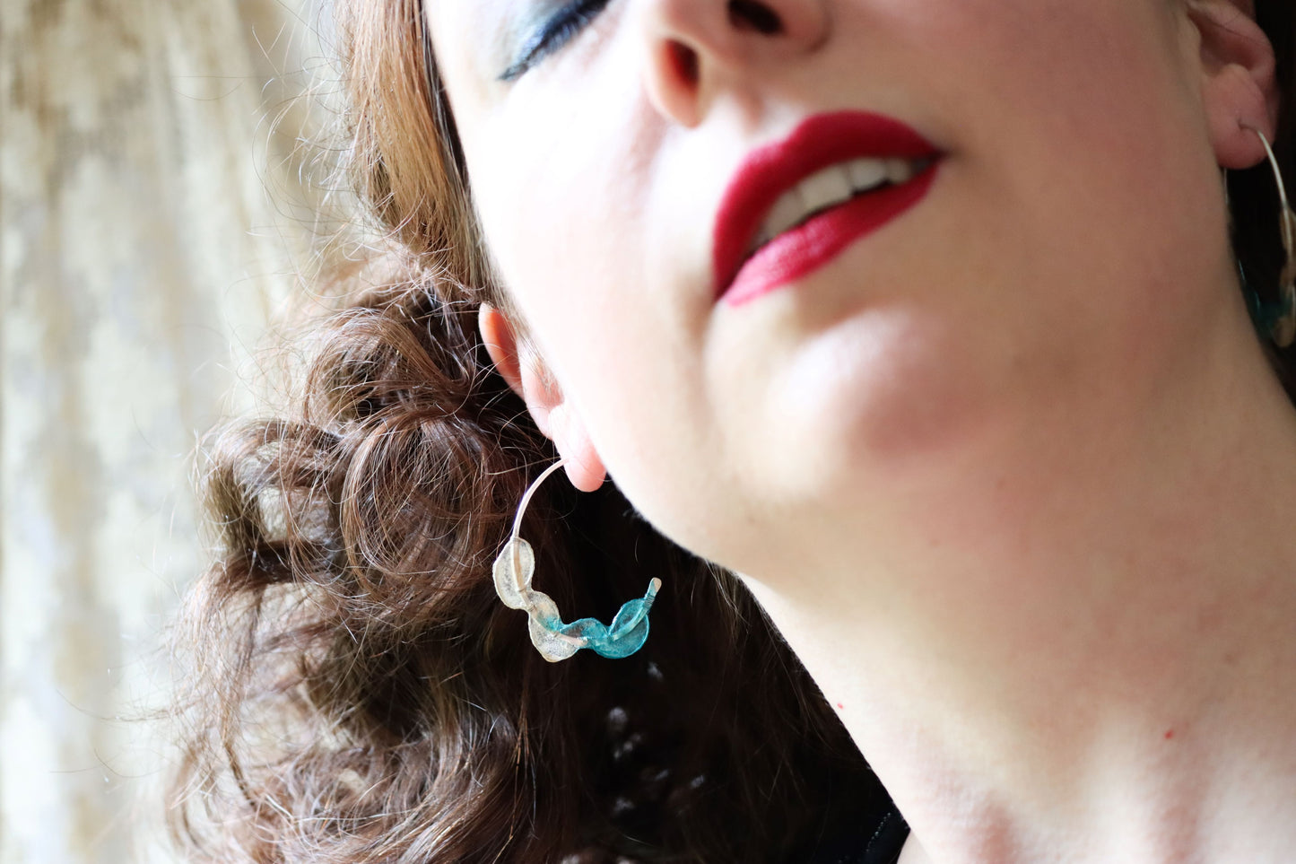 Sea Fan Earrings : silver & glacier blue