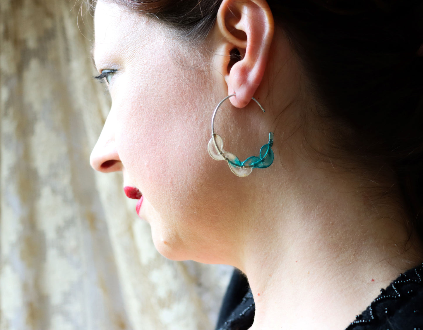 Sea Fan Earrings : silver & glacier blue