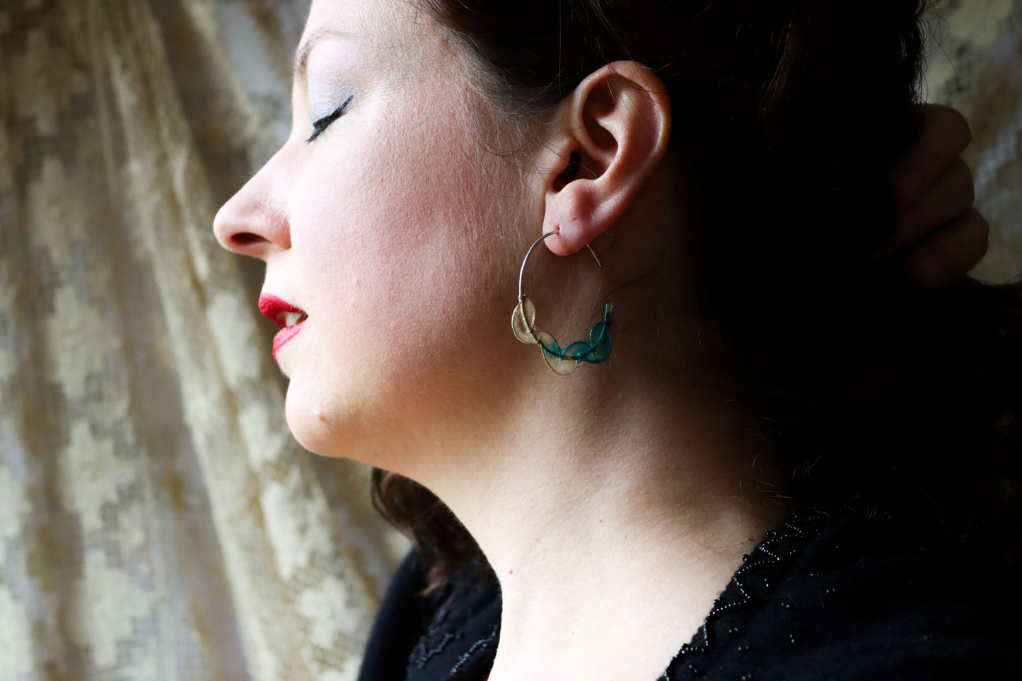 Sea Fan Earrings : silver & glacier blue