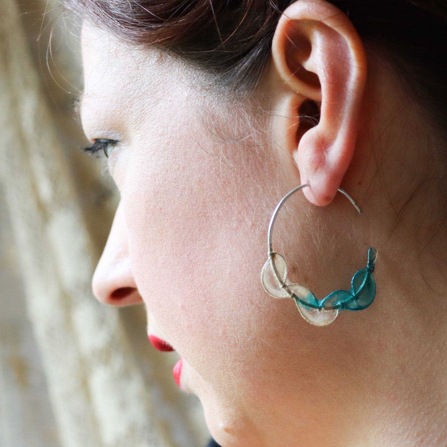 Sea Fan Earrings : silver & glacier blue