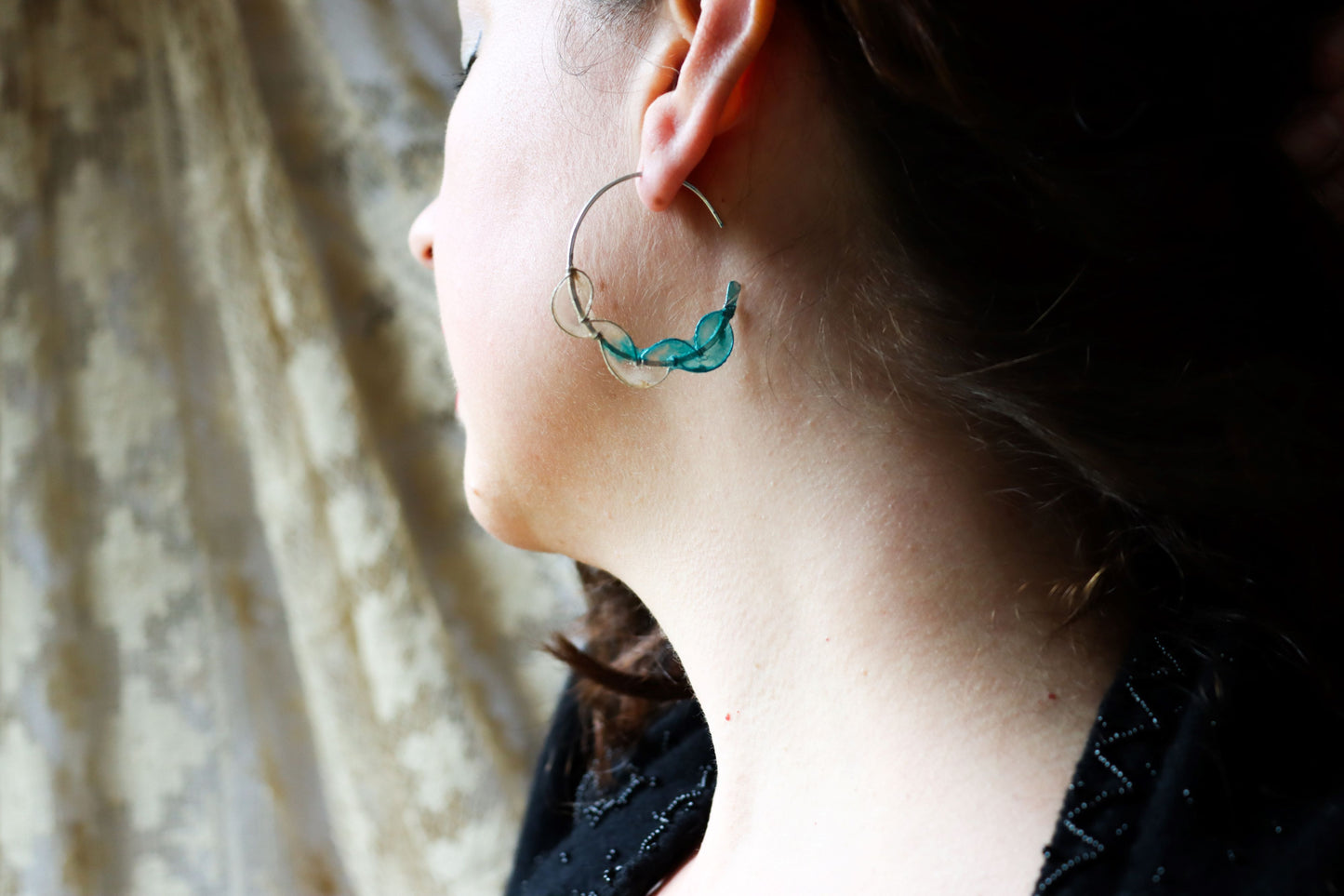 Sea Fan Earrings : silver & glacier blue