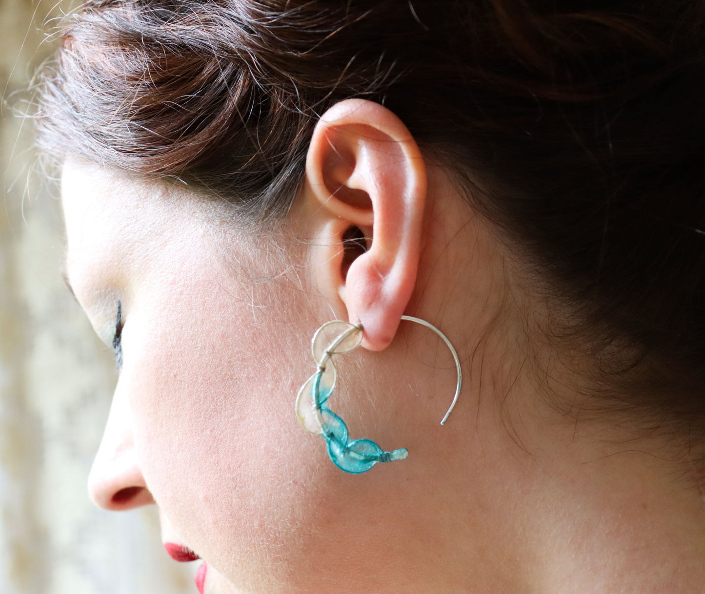 Sea Fan Earrings : silver & glacier blue