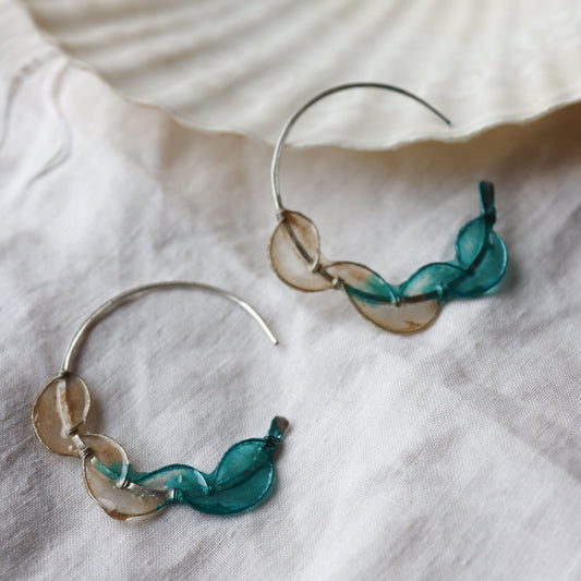 Sea Fan Earrings : silver & glacier blue