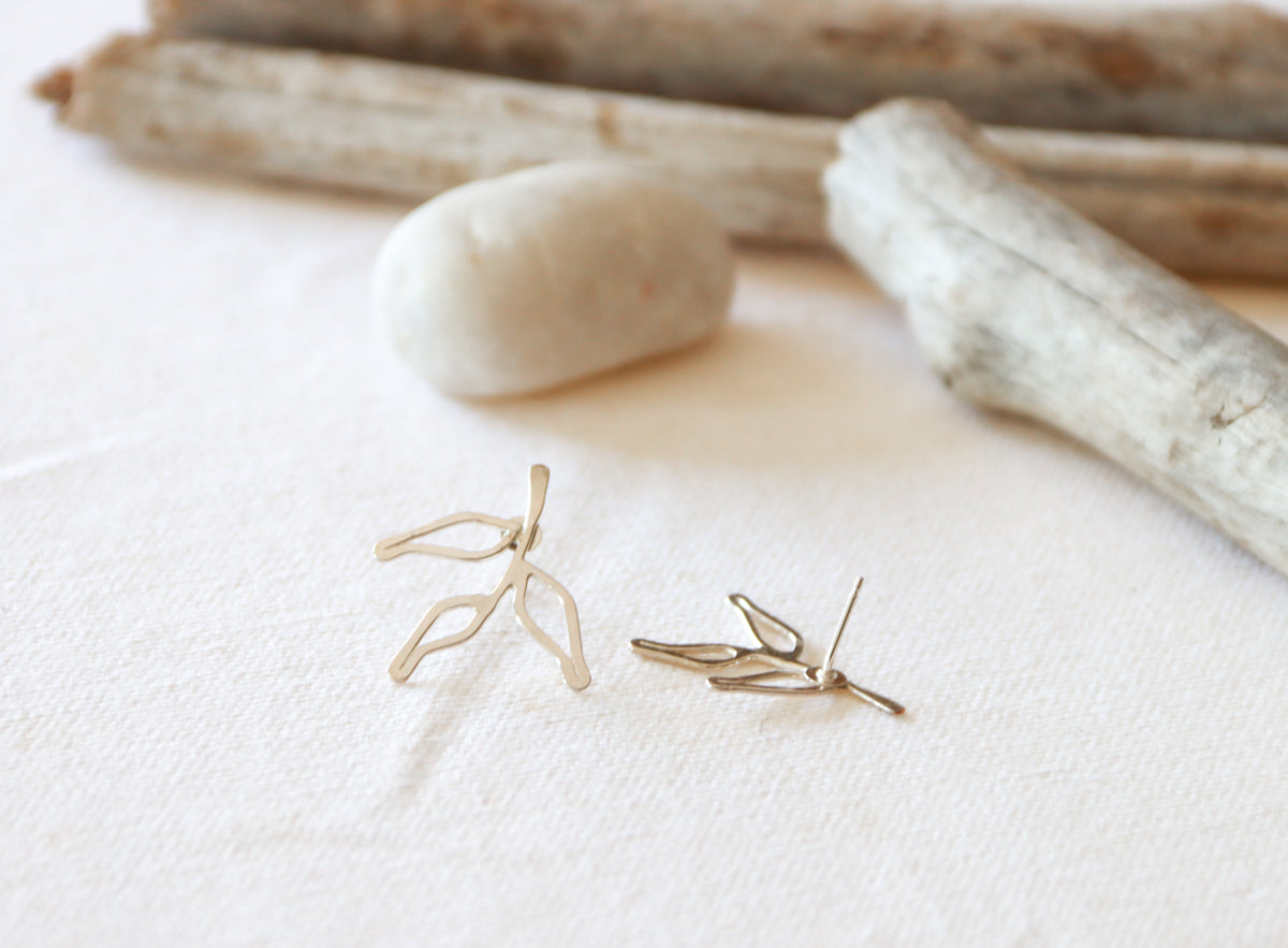 Sprig Earrings, Sterling Silver