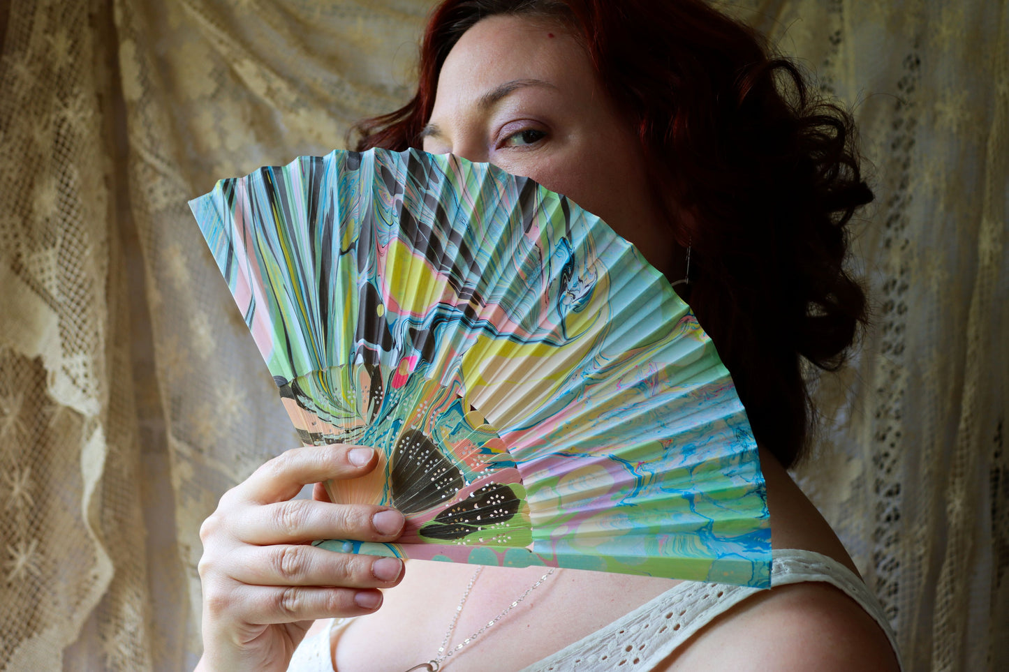 Spring Garden Marbled Fan