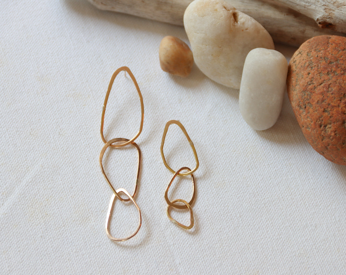River Stone Earrings, Gold-Filled