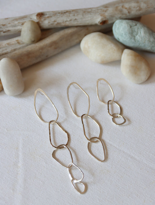 River Stone Earrings, Sterling Silver