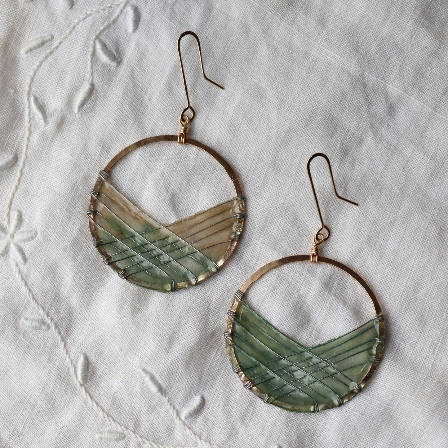 Bird's Nest Earrings : gold-filled & seaglass