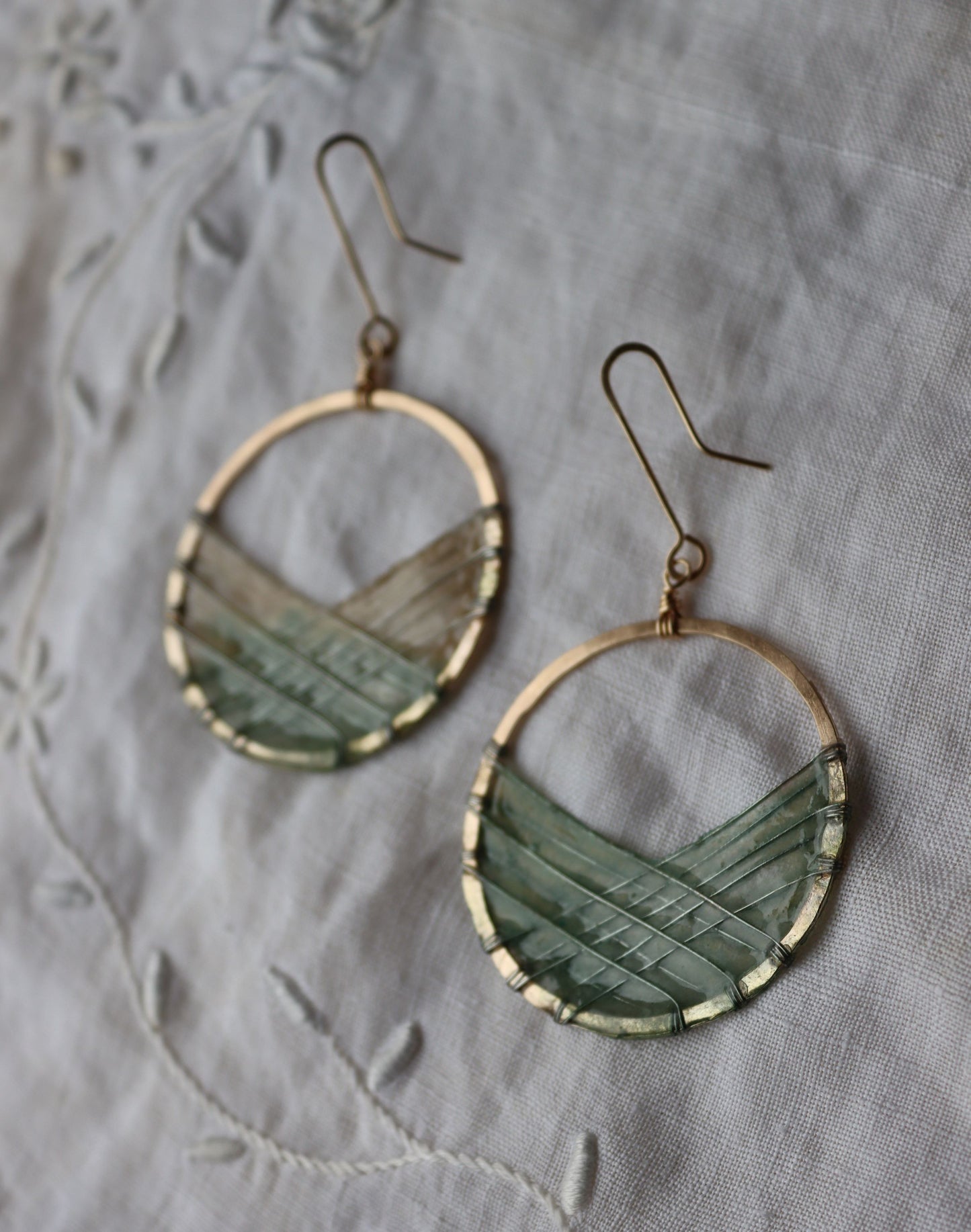 Bird's Nest Earrings : gold-filled & seaglass