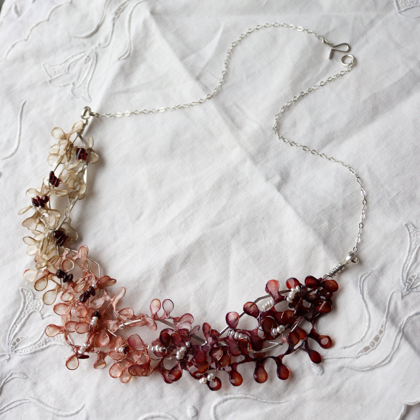 Bramble Necklace : garnets & pearls