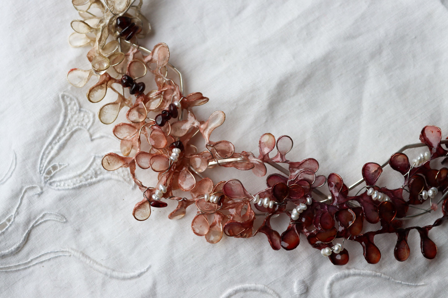 Bramble Necklace : garnets & pearls