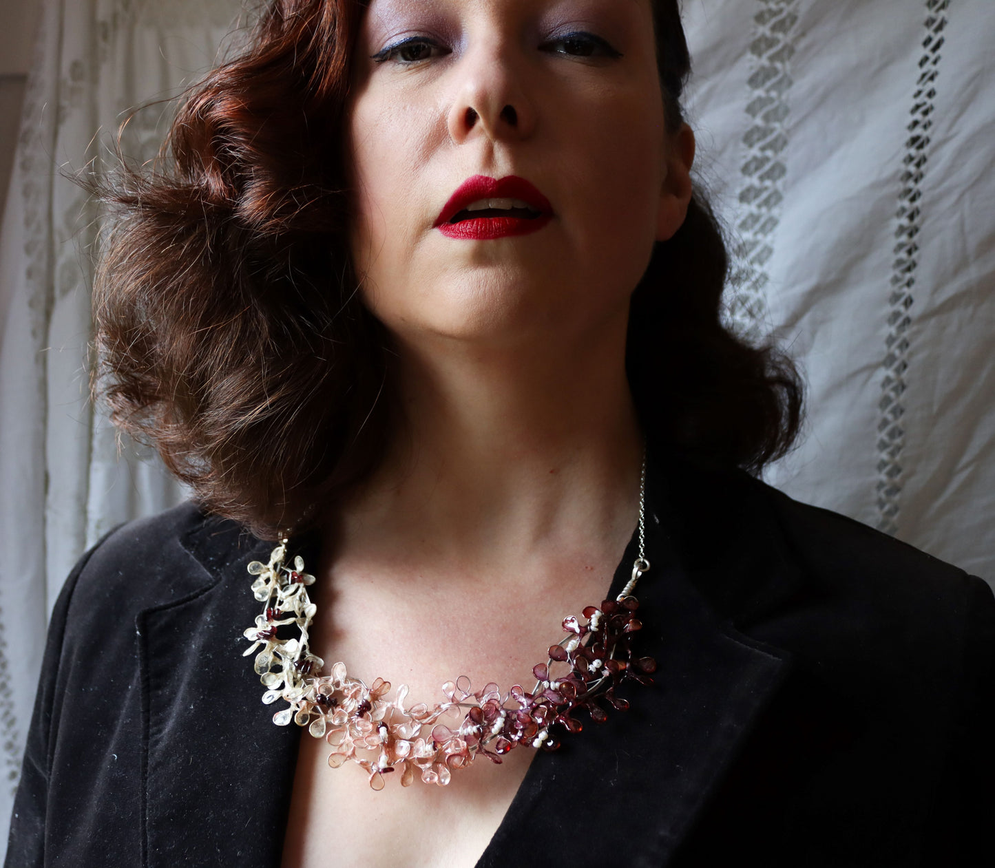 Bramble Necklace : garnets & pearls