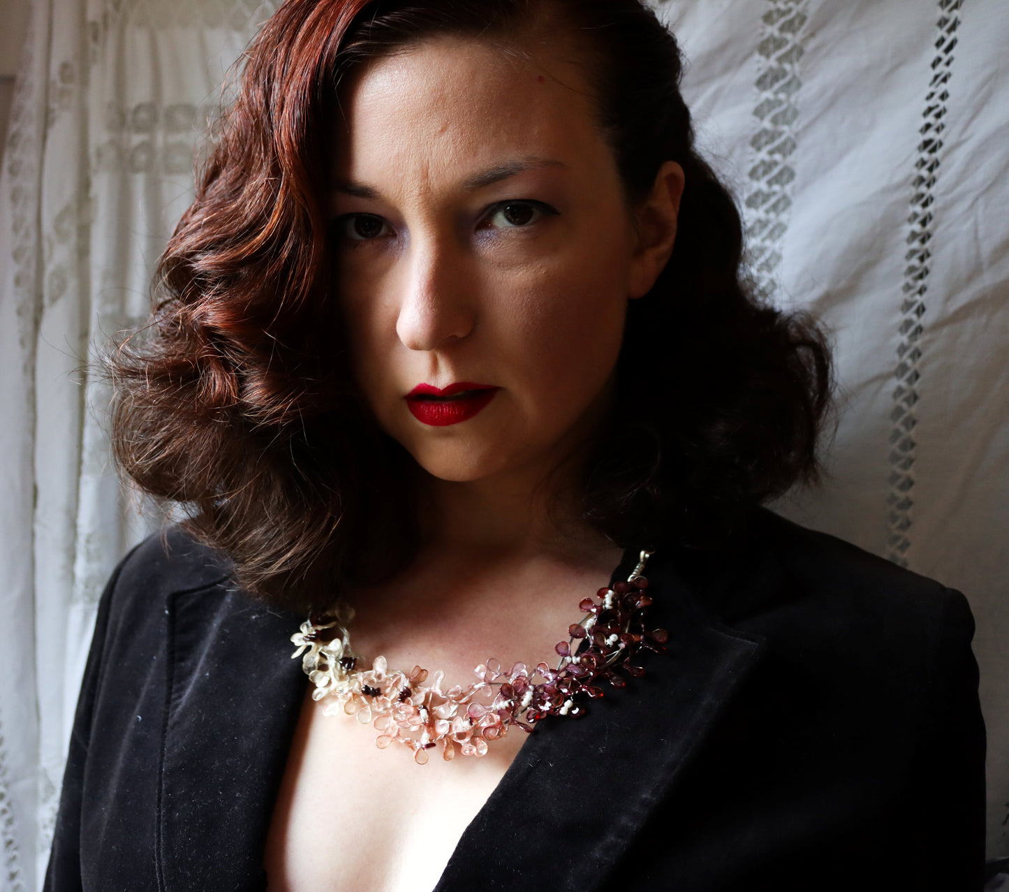 Bramble Necklace : garnets & pearls