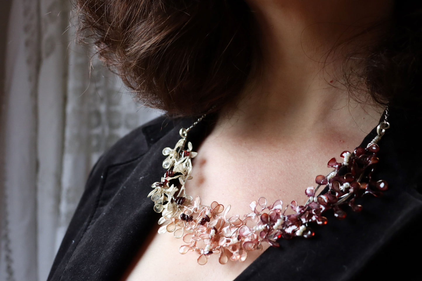 Bramble Necklace : garnets & pearls