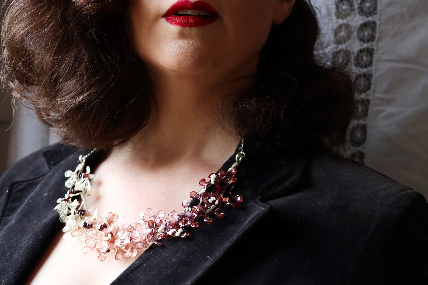 Bramble Necklace : garnets & pearls