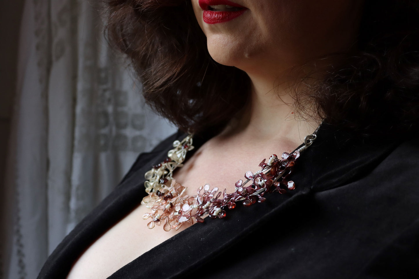 Bramble Necklace : garnets & pearls