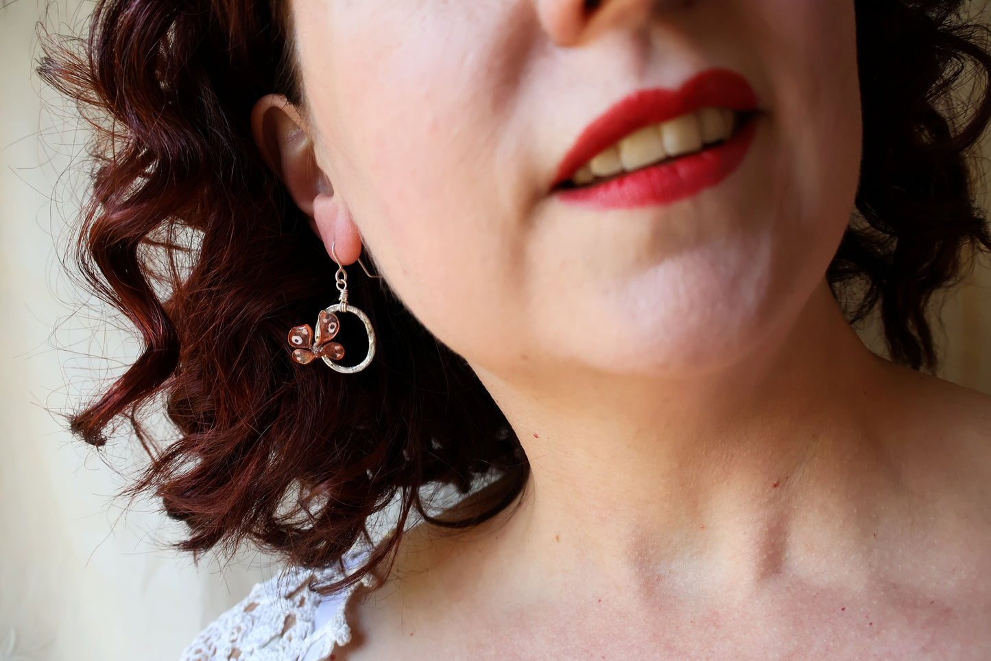 Butterfly Perch Earrings : apricot