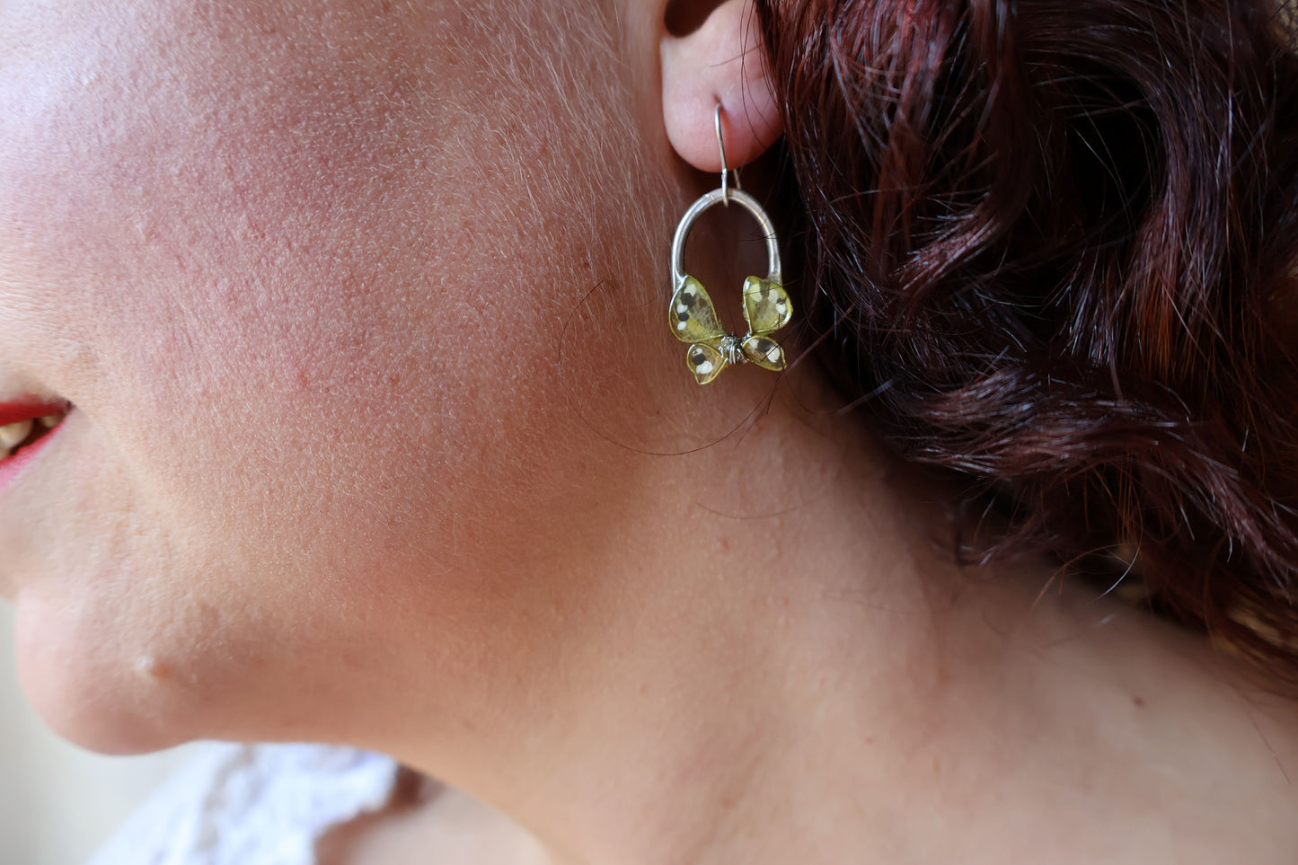 Butterfly Perch Earrings : pale green