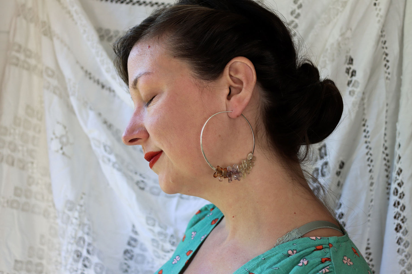 Cherry Blossom Hoops : tree bark & lavender