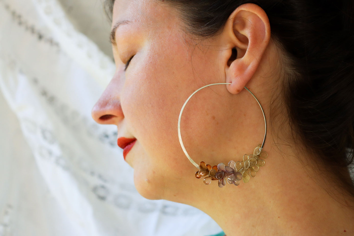 Cherry Blossom Hoops : tree bark & lavender