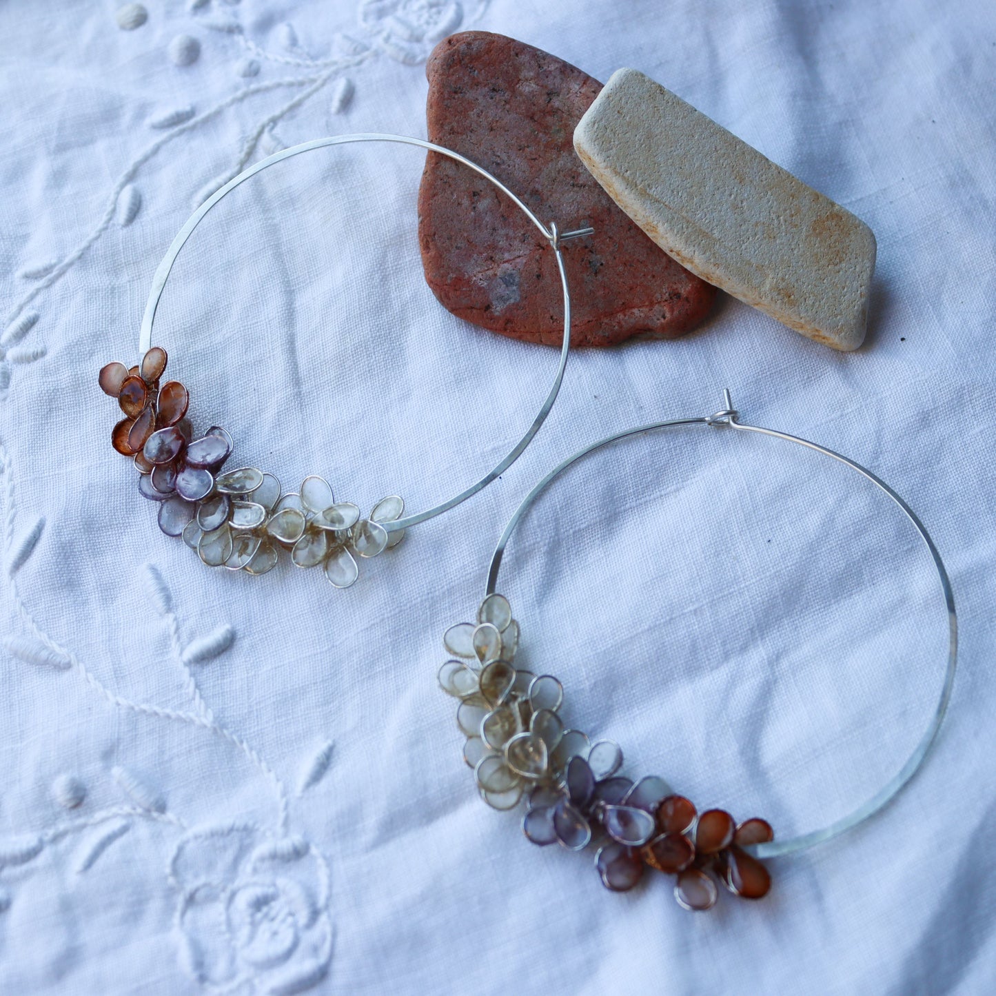 Cherry Blossom Hoops : tree bark & lavender