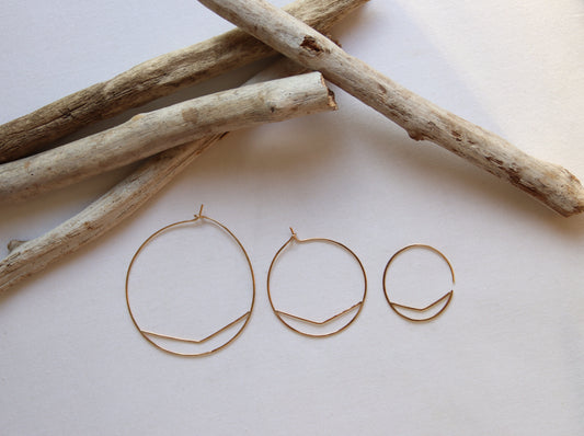 Chevron Hoops, Gold-Filled