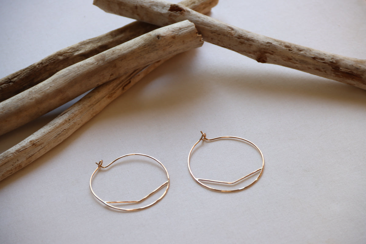 Chevron Hoops, Gold-Filled