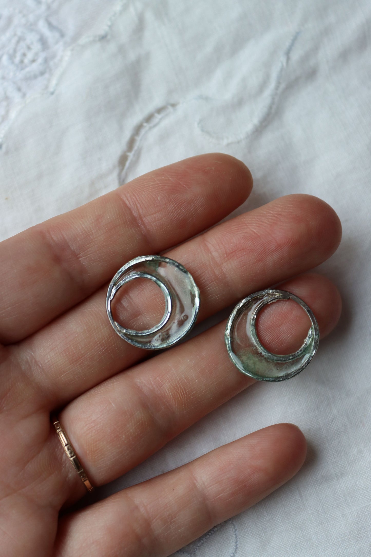 Crescent Moon Earrings, seaglass green