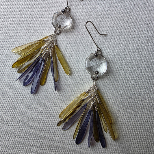 Crystal Frost Earrings, indigo