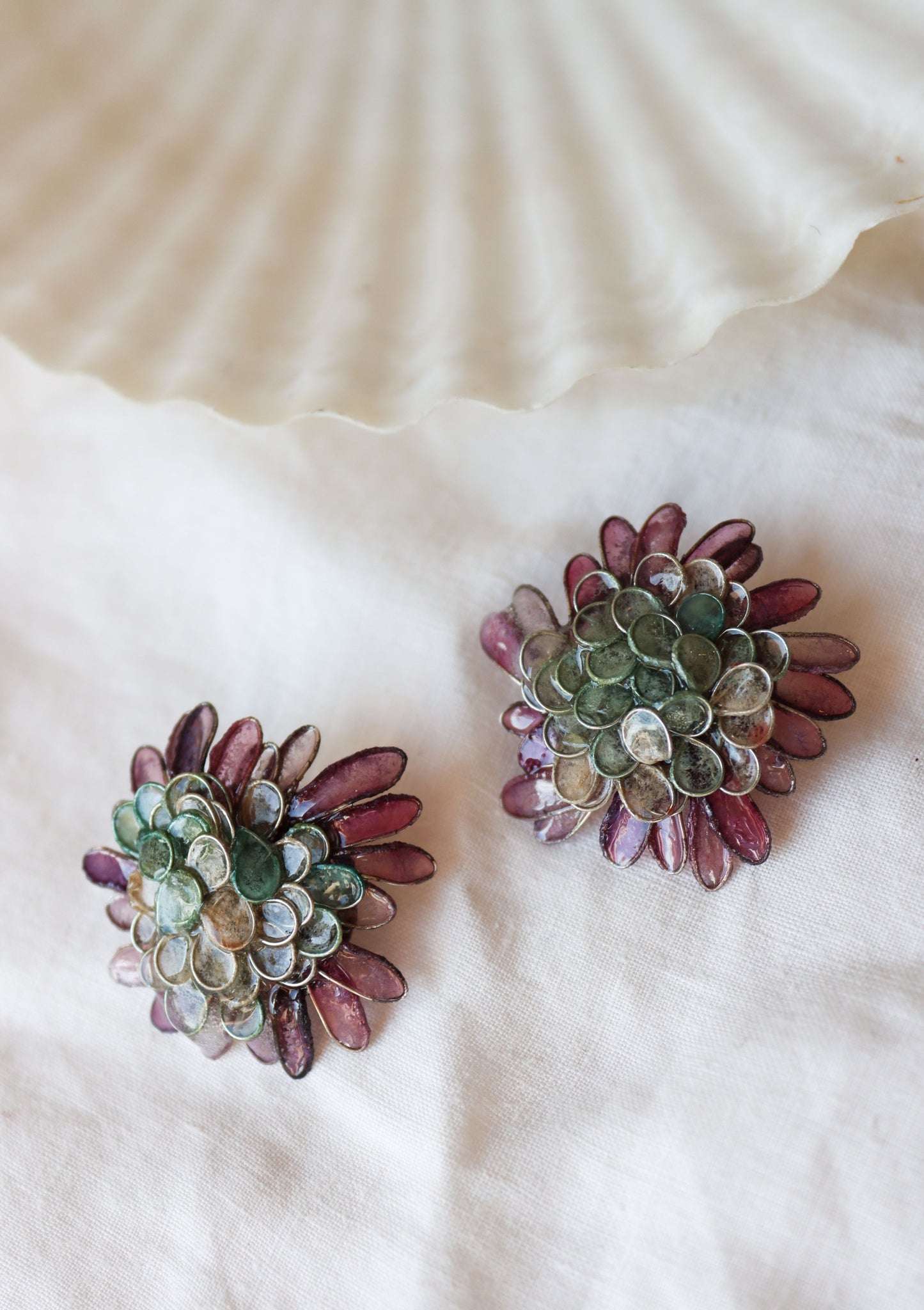 Daisy Earrings : Seaglass & Berry