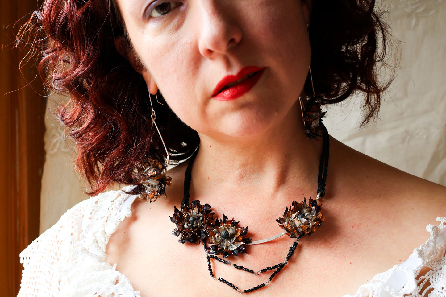 Gardenias in Deep Shadows Necklace